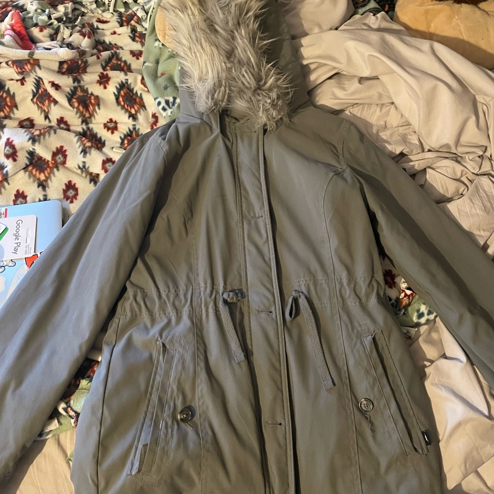 Women's Gray Hooded Winter Jacket